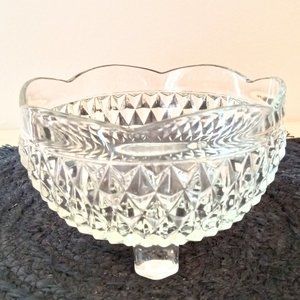 Vintage 1960’s Indiana Glass Footed Bon Bon Candy Bowl - Diamond Point Pattern